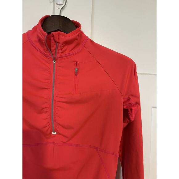 Athleta Women's 1/2 Zip Pullover Size Small Breathable Thumb Holes Pink Coral - Picture 2 of 10